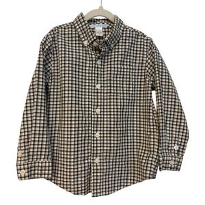 Janie and Jack Kids Boys‎ Tan Black Gingham Check Button Down Shirt 5T 200088689